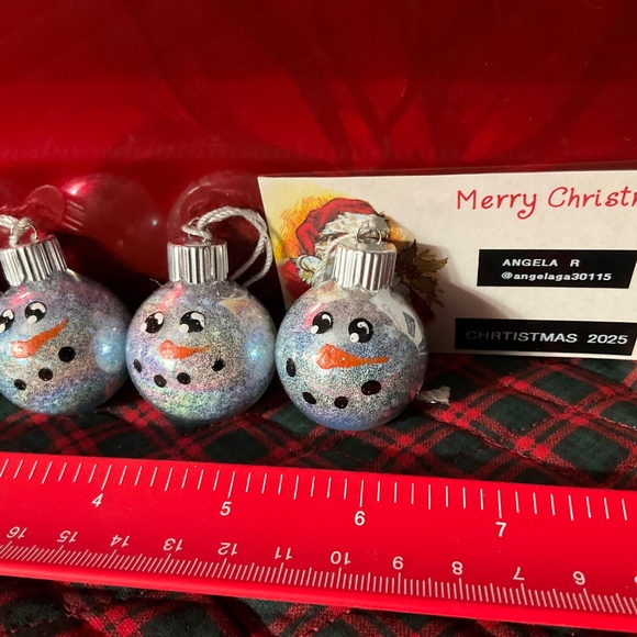 Set of 5 Mini Glass Ball Snowmen Ornaments - Picture 3 of 5